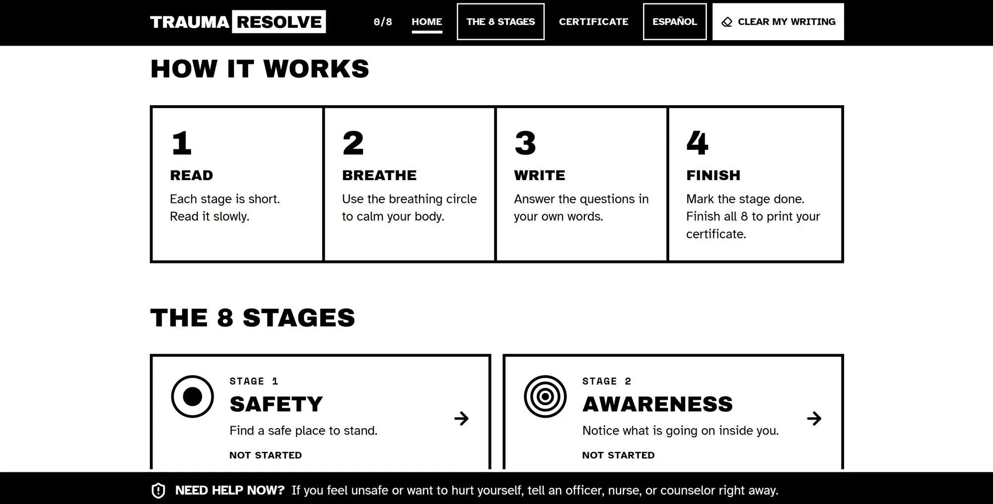 Trauma Resolve — How it works and the 8 stages
